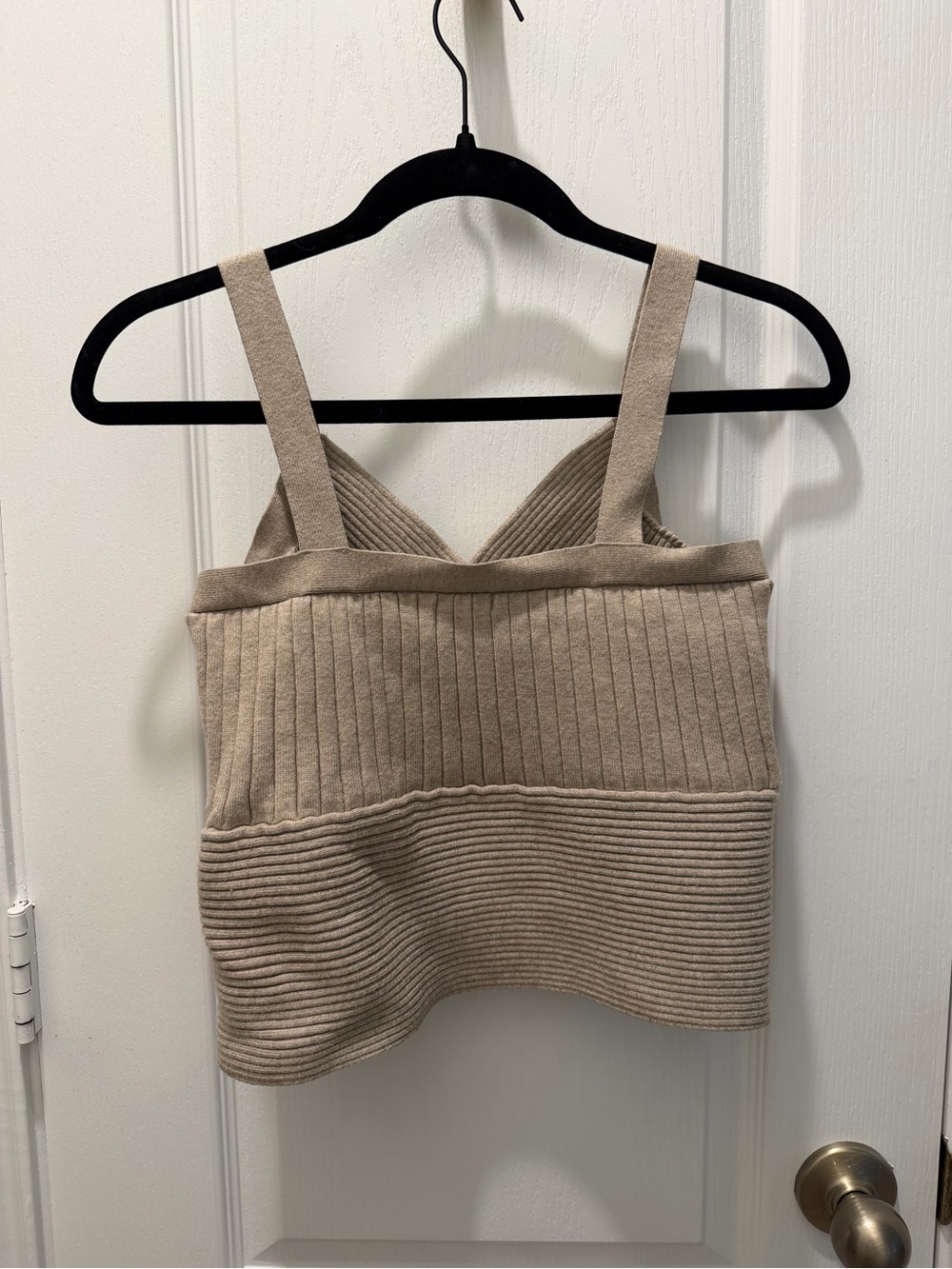 Cache Ribbed Crossover Camisole in Beige - Picture 3 of 3